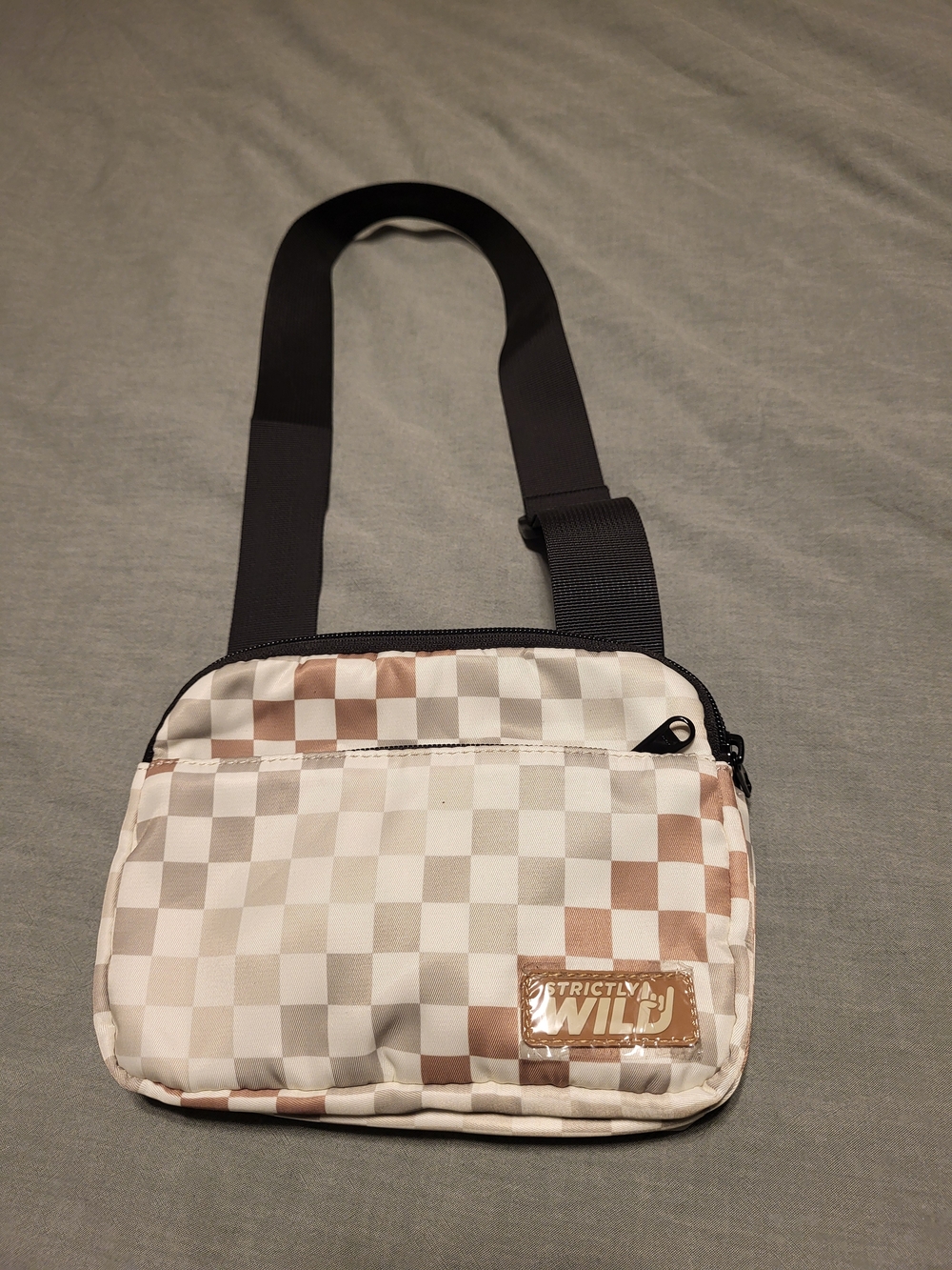 Strictly Wild Beige Checkered Crossbody Bag Or Fannypack NEW